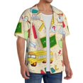 thumbnail image 2 of PAYOHTO School Supplies Pattern Mens Hawaiian Casual Short-sleeved Shirt Tropical Summer Beach Button Down Shirts, 2 of 7