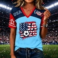 thumbnail image 2 of Usa Soccer Jersey for Women Color Block V Neck Raglan Soccer Shirt Short Sleeve Summer Graphic Tees, Sky Blue XXXL, 2 of 4