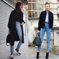 thumbnail image 3 of Vaqueros del mismo estilo de Kaia Gerber de celebridades europeas y americanas para mujer, cintura alta y adelgazantes, pierna recta de nueve cuartos pa, 3 of 5