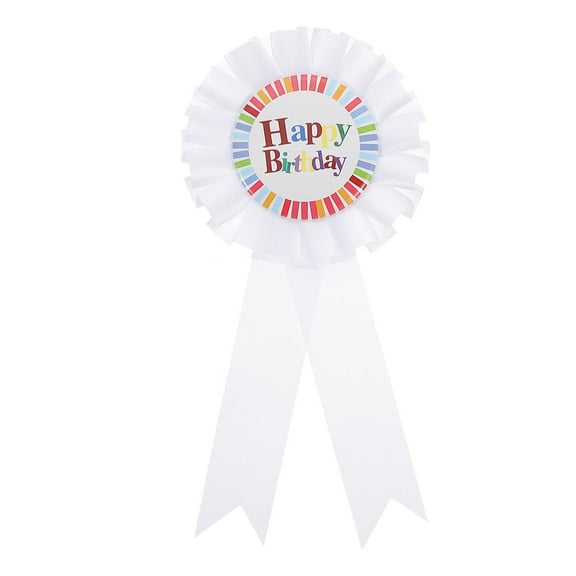 Uxcell Birthday Ribbon, Award Ribbon Brooch Birthday Pin Tinplate Badge Button Pin for Party Decorations Celebration Accessory, White