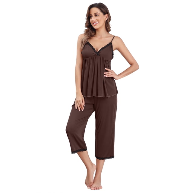 Beautyin Vêtements de Nuit pour Femmes Pyjama Sans Manches 2 Pièces