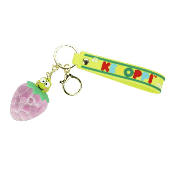 Keroppi Liquid-Filled Strawberry 2.5" Keychain With Wristlet Strap