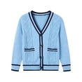 thumbnail image 3 of Boys‘ Cotton Cardigan Sweater Button-Up V-Neck Knit Basic Casual Outerwear School Uniform Sweater Striped Rib Trim Pullover, 3 of 6