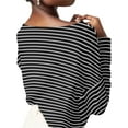 thumbnail image 5 of Rdhnmea Womens Fall Casual Tops Striped Long Sleeve Boat Neck T-Shirts, 5 of 6