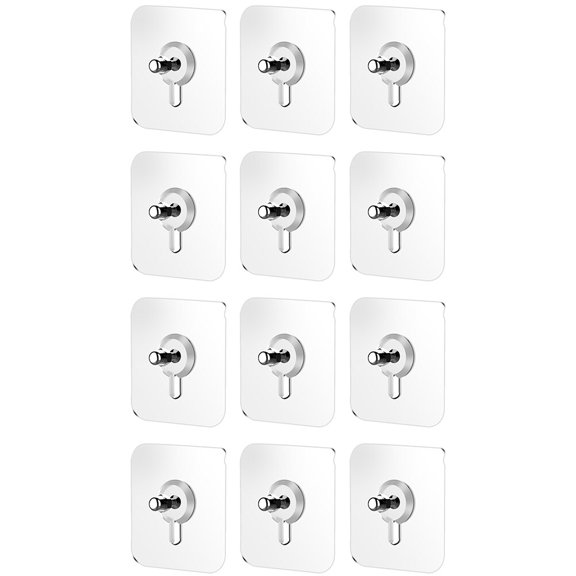 UNOMOR 12Pcs Small Suction Hooks Acrylic Window Hangers for Kitchen and Gallery Use