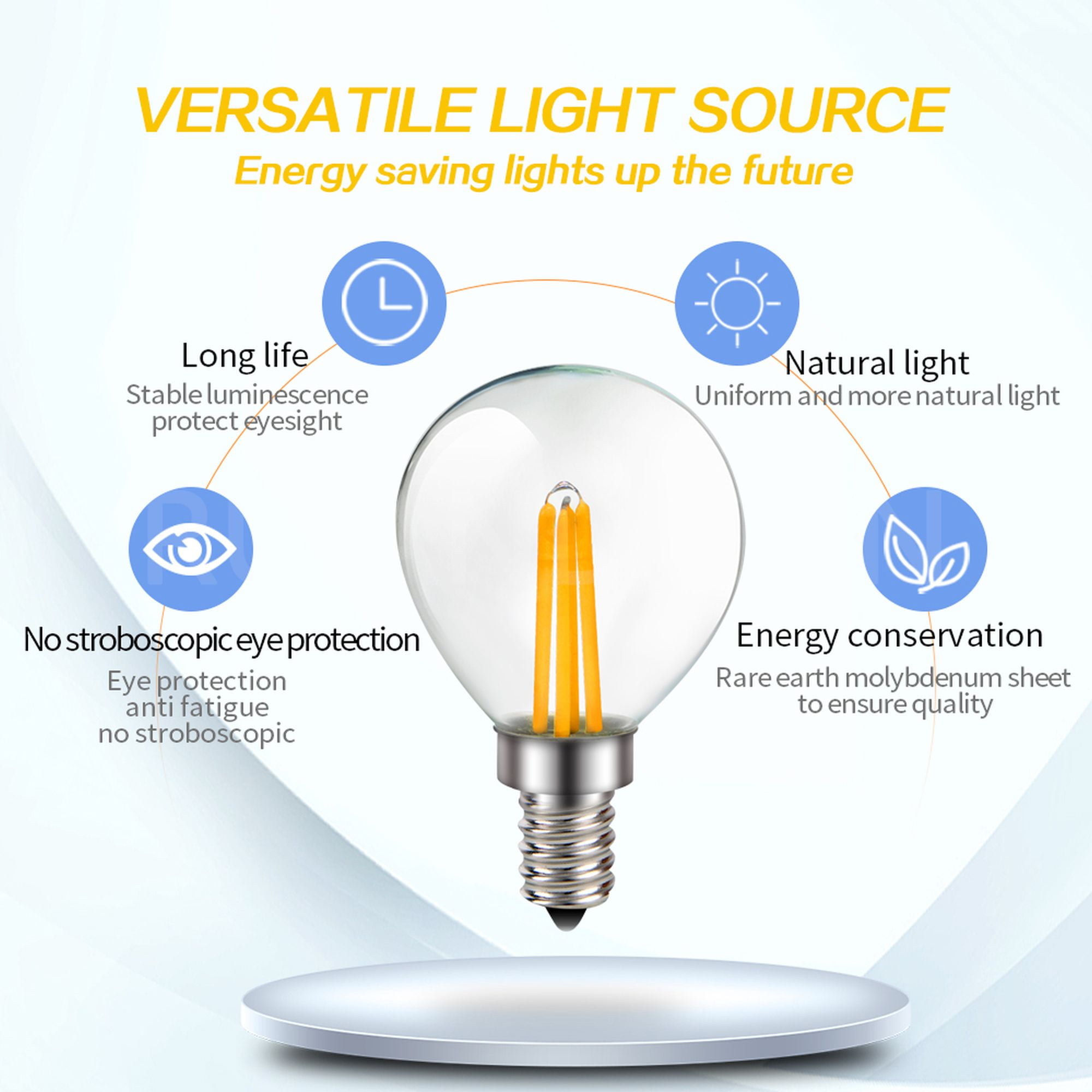 Ruiandsion E12 LED Vintage Bulb Warm White 4 Filaments 400LM 3W 110V for Bedroom Lamp Ambience Dining Festival Decor,(pack of 10)