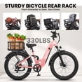 thumbnail image 2 of ESKUTE C300 750W Electric Bike for Adults, 48V 20.8Ah Battery, 20MPH, 26"x4.0" Fat Tire Step-Thru Ebike, Full Suspension Electric Bicycle, 8-Speed Pink, With Phonebag & Lock, UL2849, 2 of 6