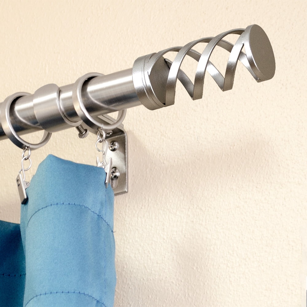 Lumino 1" and 5/8" Nickel Aberdeen Cage Adjustable Double Curtain Rod Set, 42"-120"