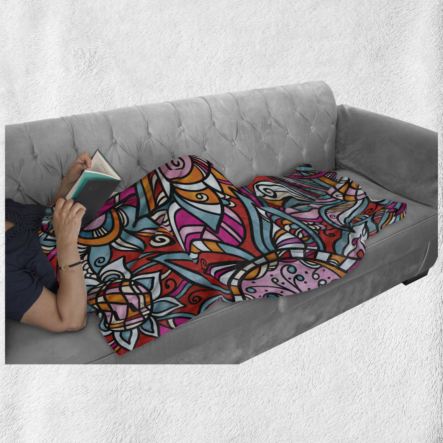 Cozy Plush for Indoor and Outdoor Use 50 x 60 Ambesonne Urban Graffiti Soft Flannel Fleece Throw Blanket Multicolor Abstract Graffiti of Shaded Floral Design Style Overlapping Flowers