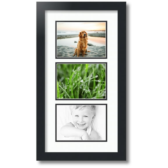 ArtToFrames Collage Photo Picture Frame with 3 - 5x7 Openings, Framed in Black with Super White and Black Mats (CDM-3926-901)