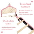thumbnail image 6 of Bellemave Full Size Upholstered Bed with Crown Shaped Headboard, Princess Platform Bed with Button Tufted Design, Pink Cute Full Platform Bed for Teens, No Box Spring Needed, Pink + Cream, 6 of 10