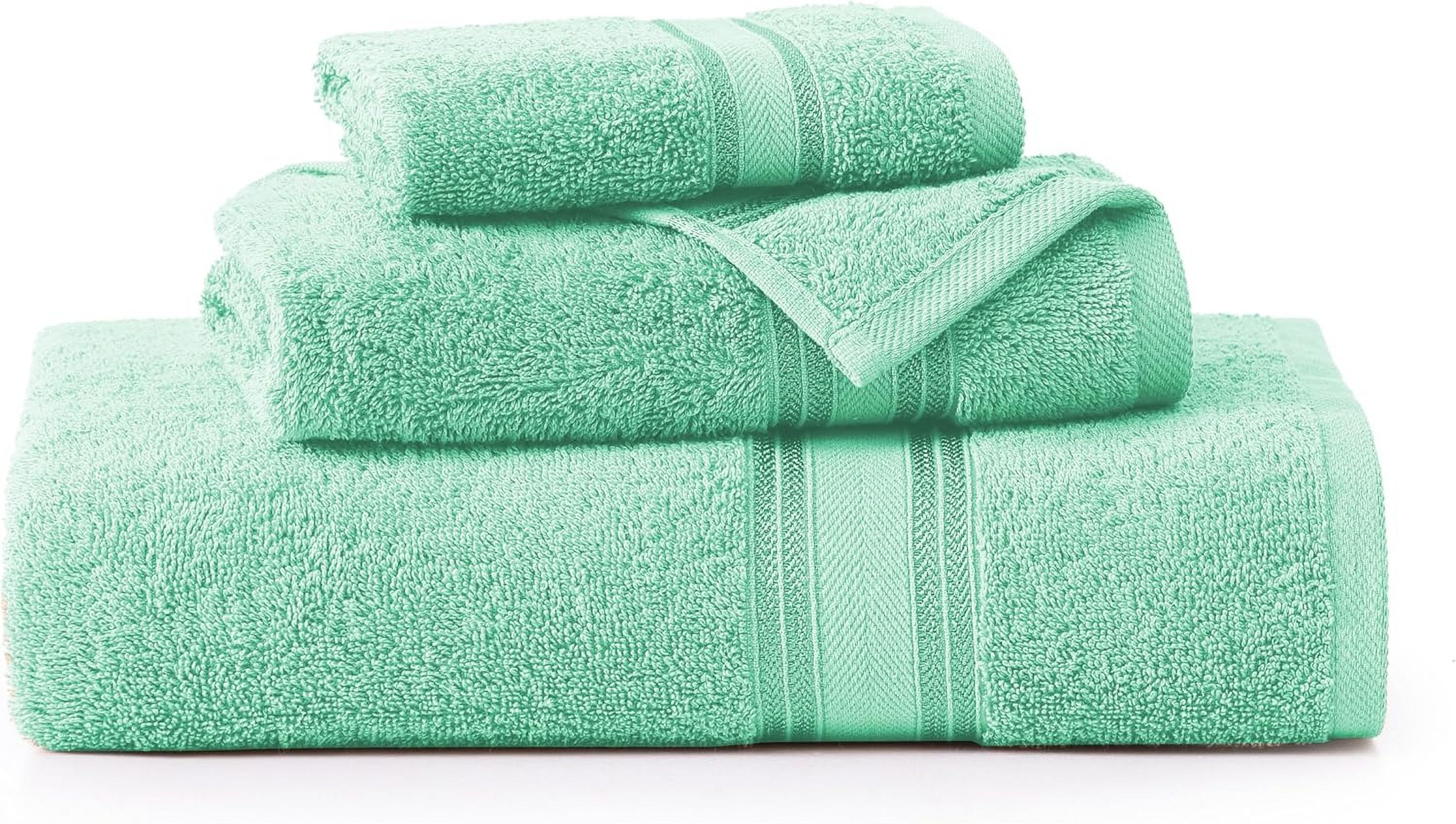 Luxury Bath Towels Set - 3 Piece Set, 100% Cotton Bathroom Towels, Zero Twist, Quick Shower Towels, Absorbent Bath Towel, Super Soft, 1 Bath Towel, 1 Hand Towel, 1 Wash Cloths - Aqua Sky