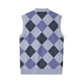 thumbnail image 6 of Resicozy Mens Plaid Vest V-Neck Sleeveless Casual Slim Fit Button Down Pullover Knitted Sweaters Light Purple 2XL, 6 of 6
