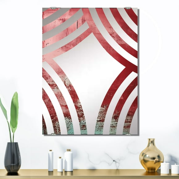 Designart "Chaotic Red Collage" Abstract Collages Oversized Wall Mirror - Modern Abstract Bedroom Wall Mirror Large - Multiple Color Options