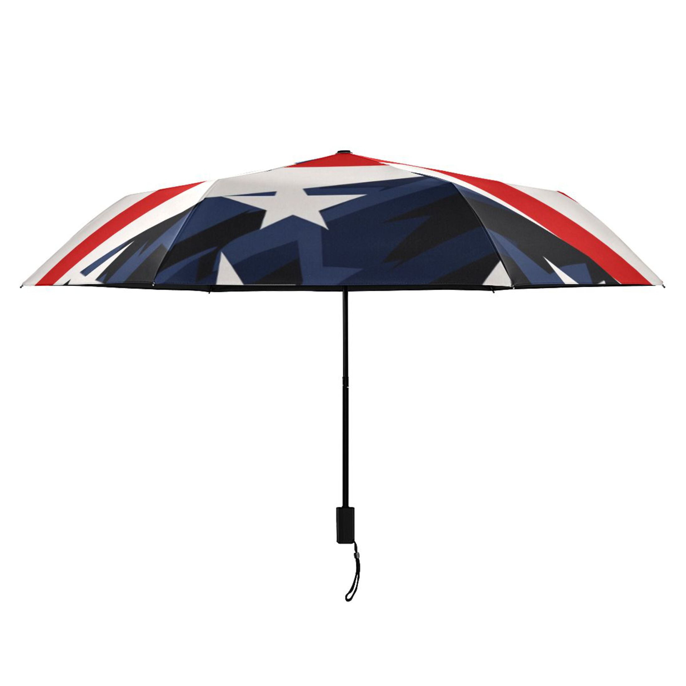 American Flag Star Compact Folding Umbrella for Rain Windproof Travel Umbrella UPF 50+ Lightweight Packable Arc Size