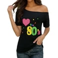 thumbnail image 3 of Bovxnpu Off The Shoulder Tops Oversized T-Shirts Fashionable Lightweight Breathable Basic Summer Tops (Women's or Women's Plus), 3 of 9