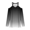 thumbnail image 5 of Goodtrade8 Gradient Womens Plus Size Tops Cold Shoulder Dark Gray Casual Long Sleeve V-Neck Shirt Winter for Women, 5 of 5