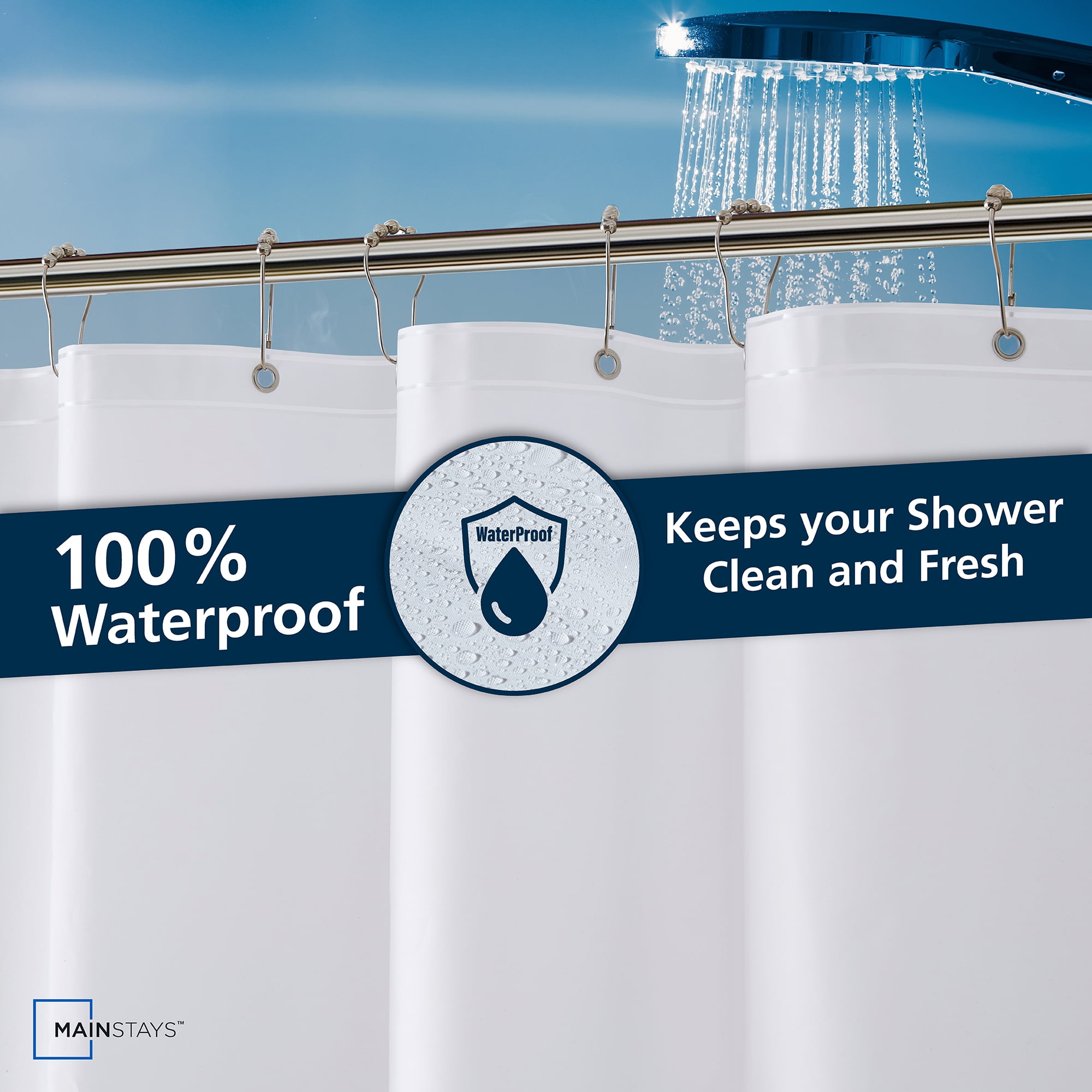Mainstays Medium Weight PEVA Shower Liner 54" x 78" for Bathroom Stall, White