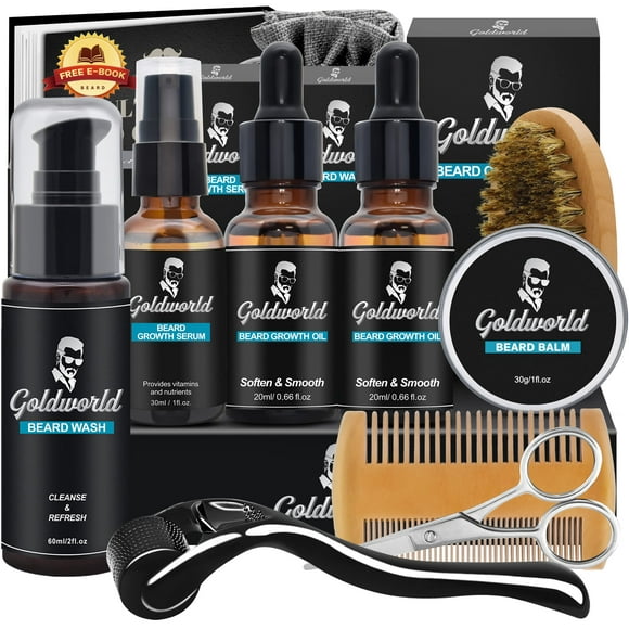 Kit de cuidado de barba GoldWorld con jabón para barba y 2 aceites para barba