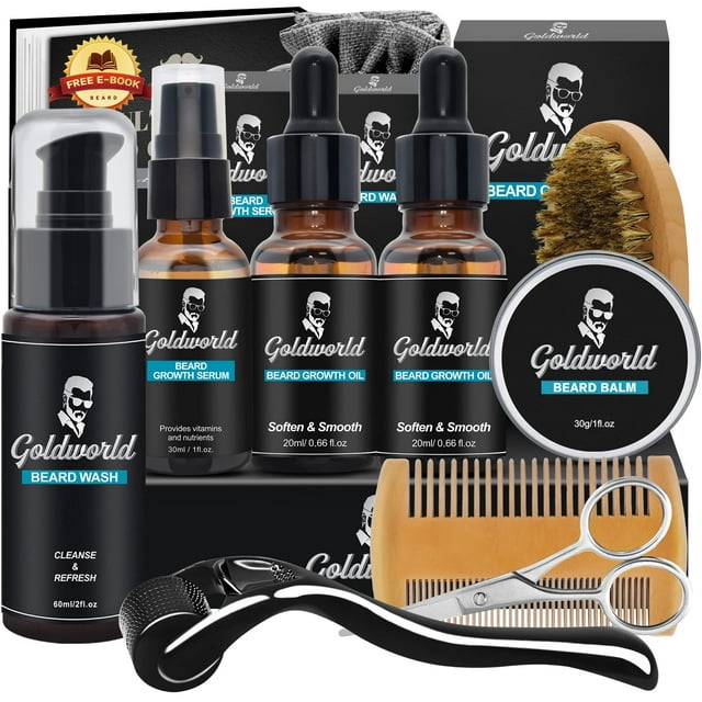 Kit de cuidado de barba GoldWorld con jabón para barba y 2 aceites para barba