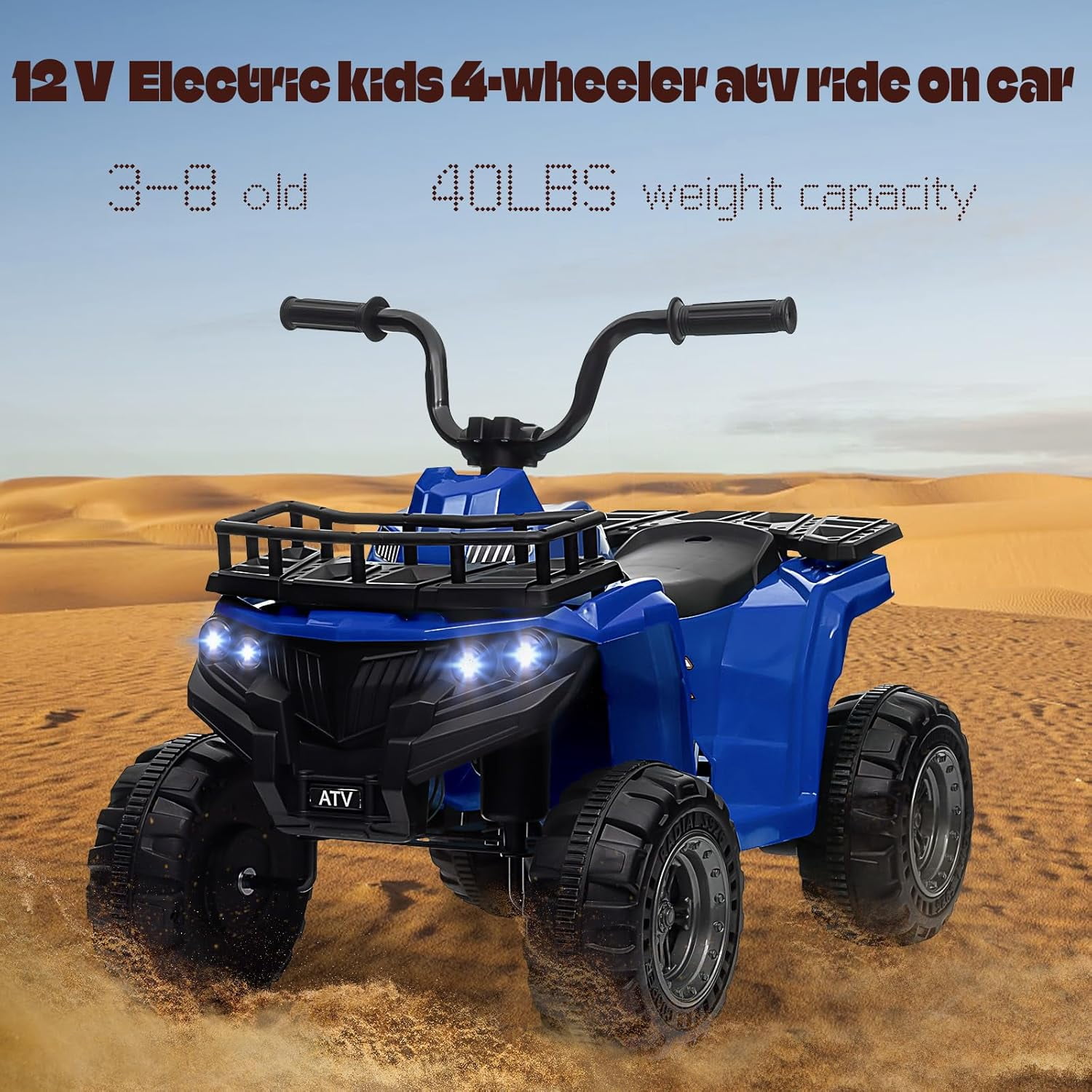 Trilenars 12V ATV Electric 4 Wheeler in Blue for Ages 2-5Y,Blue