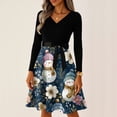 thumbnail image 6 of Christmas Dresses for Women Ladies' Christmas Printed Casual And Fashionable V-neck Long Sleeved Dress for Holiday Festive,Dark Blue,3XL, 6 of 7