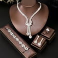 thumbnail image 4 of AEXTO Iced Out Crystal Set Tassel Necklace, Dangle Earrings & Eternity Bracelet – Perfect for Wedding, Party – Luxury Silver Jewelry for Women, 4 of 5
