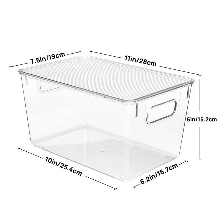 6 Pack Clear Plastic Storage Bins with Lids, Vtopmart Pantry