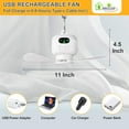 thumbnail image 2 of Battery Operated Ceiling Fan: 11" Portable Camping RV Tent Fan with Lights - Outdoor Hanging Rechargeable 8000mAh - Hook Type Remote Fans for Gazebo Patio Canopy Beach Dormitory Bedroom 5V/2A, 2 of 5