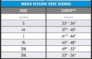 Men S Life Vest Size Chart