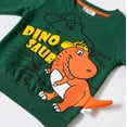 thumbnail image 2 of Boys Fall Cotton Clothes Green Dinosaur Crewneck Sweatshirts 4T (182), 2 of 5