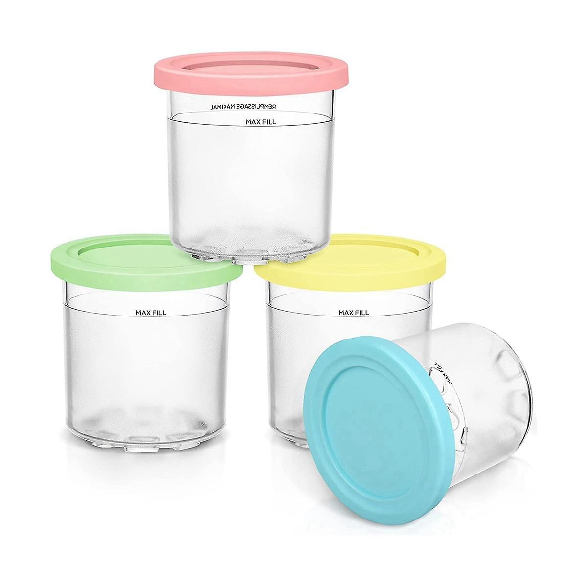 4 pack 16oz Replacement Pints with Lids for Ninja Creami NC300 NC301 NC299AMZ Ice Cream Maker