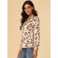 thumbnail image 4 of INSPIRE CHIC Women's Vintage Floral Tie V Neck Ruffle Fall Blouse Tops, 4 of 6