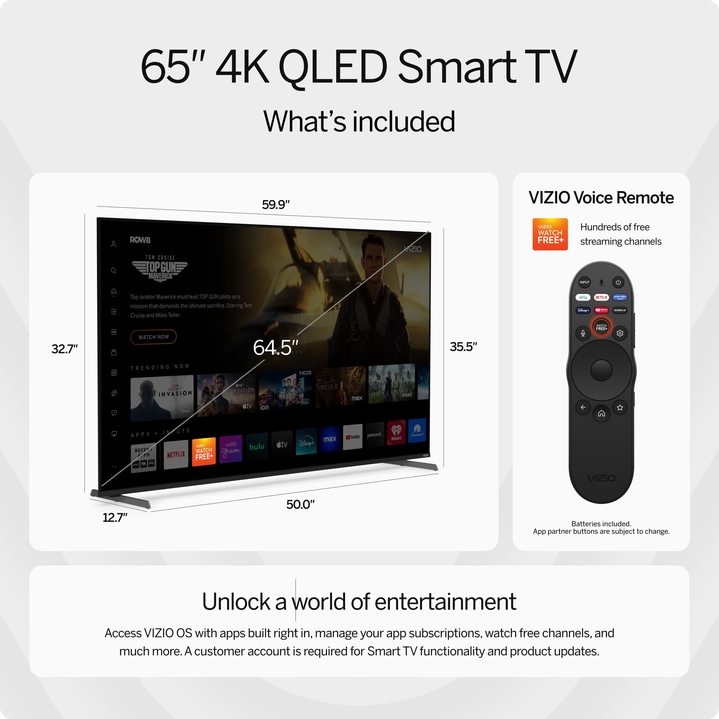 VIZIO 65" Class Quantum Pro 4K QLED HDR 120Hz Smart TV (NEW) VQP65C-84