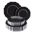 thumbnail image 1 of 40 PC DISPOSABLE PLASTIC DINNERWARE SET - Black Party Plates - Baroque Collection, 1 of 2