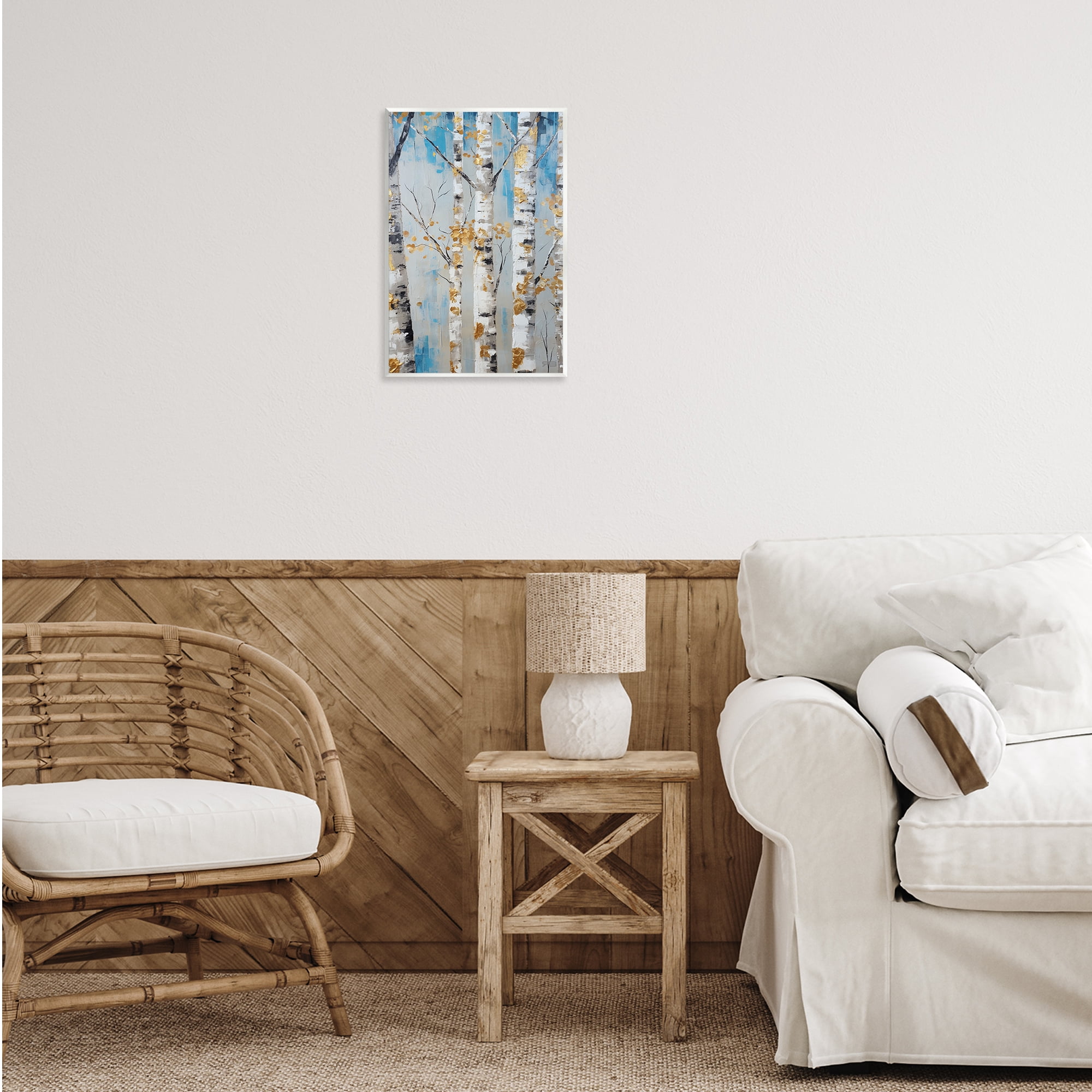 Stupell Industries Birch Trees Foliage Landscape Painting Unframed Art Print Wall Art, 13 x 19