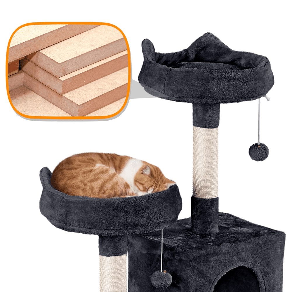 Alden Design 70″ H Multi Level Cat Tree Tower with 2 Foam-Padded Perches, Black