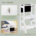 thumbnail image 4 of Qaba 2-in-1 Kids Kitchen Helper Step Stool with Rail Chalkboard White, 4 of 9