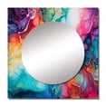thumbnail image 2 of Designart "Alcohol Ink Artwork In Teal And Purple With Rainbow Hues" Abstract Shapes Square Mirror Wall Decor Modern - Large Blue Square Bathroom Mirror - Square Printed Wall Mirror Art, 2 of 5