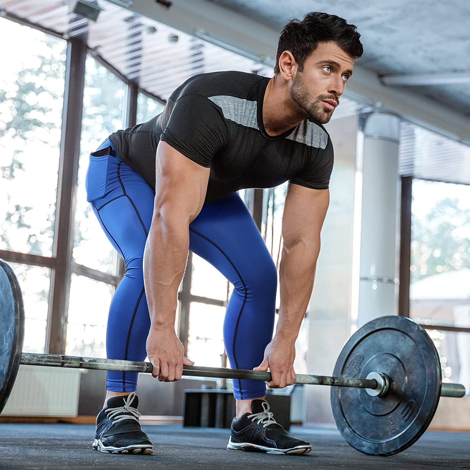 Compression Pants Men Leggings Pocket 