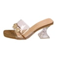thumbnail image 2 of Xdegoge Womens Clear Heels Sandals Plus Size Open Toe Summer Beach Shoes Transparent Strap Dressy Slippers Strolling Walking Ladies Party Slides, 2 of 9