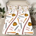 thumbnail image 2 of Homewish Boys Baseball Game Twin Sheet Sets,Ball Sport Lovers Twin Fitted Sheet,Brown White Flat Sheet For Girls Kids,Super Cozy Room Decor,3 Pieces, 2 of 7