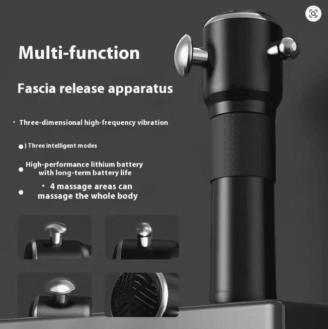 Professional Grade Deep Tissue Massage Gun - 3 Speed Percussion Therapy Device with 4 Interchangeable Heads, Type-C Charging, for Muscle Recovery & Pain Relief
