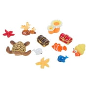 TEHAUX 11pcs Beach Cake Topper Resin Dollhouse Decor for Fairy Garden Decorations and Coastal Charm