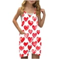 thumbnail image 1 of Zpanxa Girls Shorts Polyester Spandex Print Pattern Sleeveless Overalls with Pockets 11-12 Years, 1 of 5