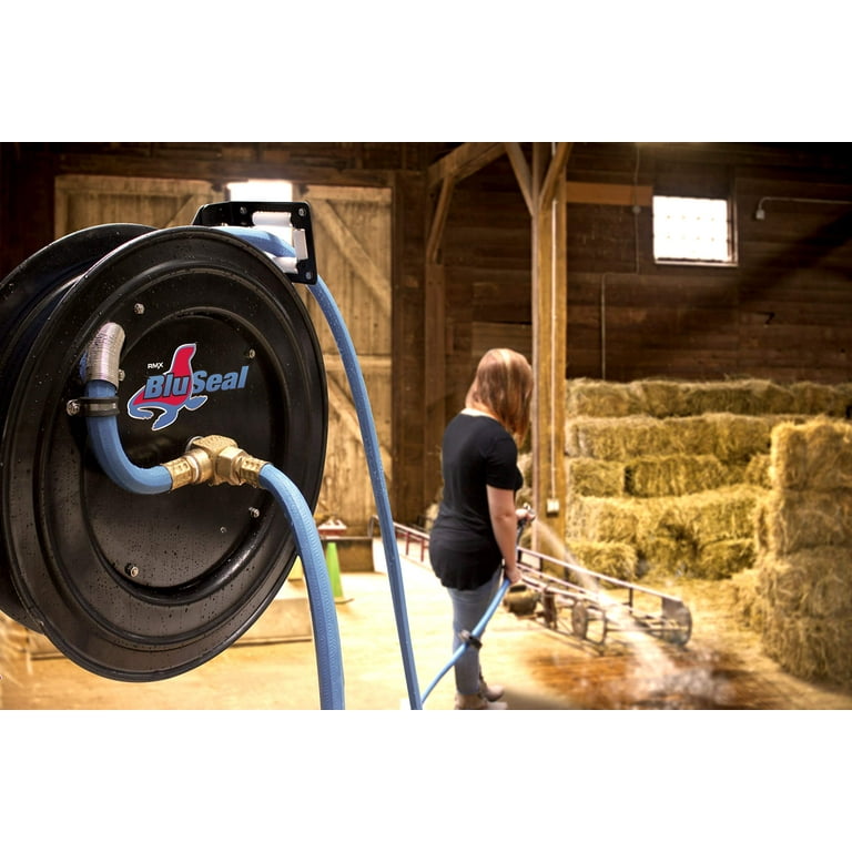 BLUSEAL BSWR5850 Retractable Hose Reel with 5/8 x 50' Hot Water