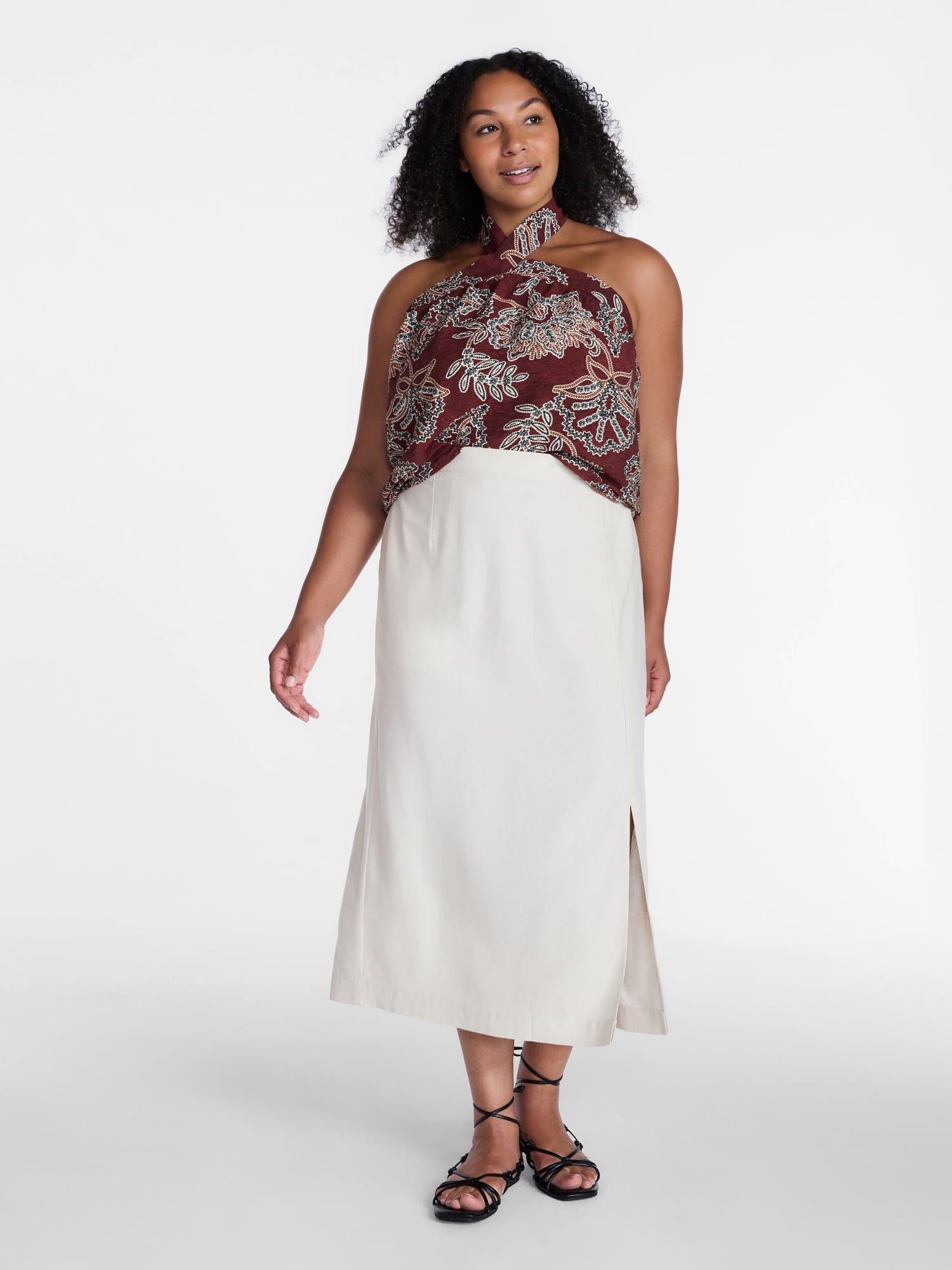 Time and Tru Women's Print Halter Top, Sizes XS-XXXL