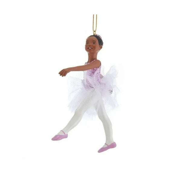 Kurt Adler E0352 African American Ballerina Ornament, 4.5-inches Tall