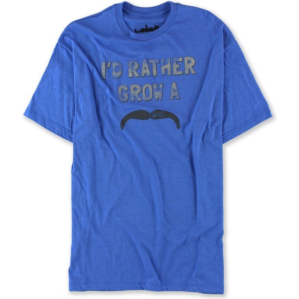 Camiseta Horizon NY con Gráfico de Bigote para Hombre Azul Extragrande