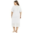 thumbnail image 4 of Women's Short Sleeve Nightgowns Soft Lace Panels Sleep Shirts Plus Size Sleepwear Flutter Sleeve Nightdress Round Neck Nightwear  Pajama Shirts, 4 of 7